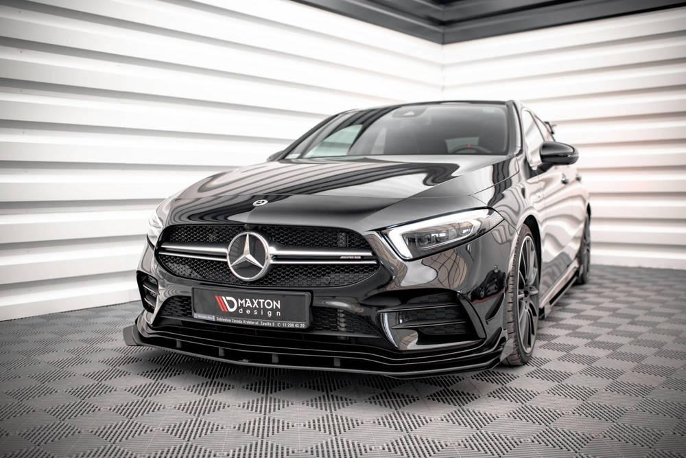 Front Lippe / Front Splitter / Frontansatz Street Pro für Mercedes A-Klasse AMG-Line W177 von Maxton Design
