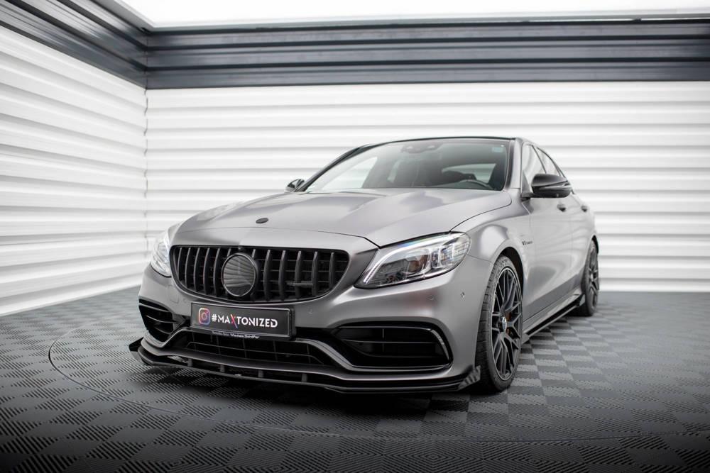 Front Lippe / Front Splitter / Frontansatz Street Pro mit Flaps für Mercedes AMG C63 Limousine / Kombi W205 Facelift von Maxton Design