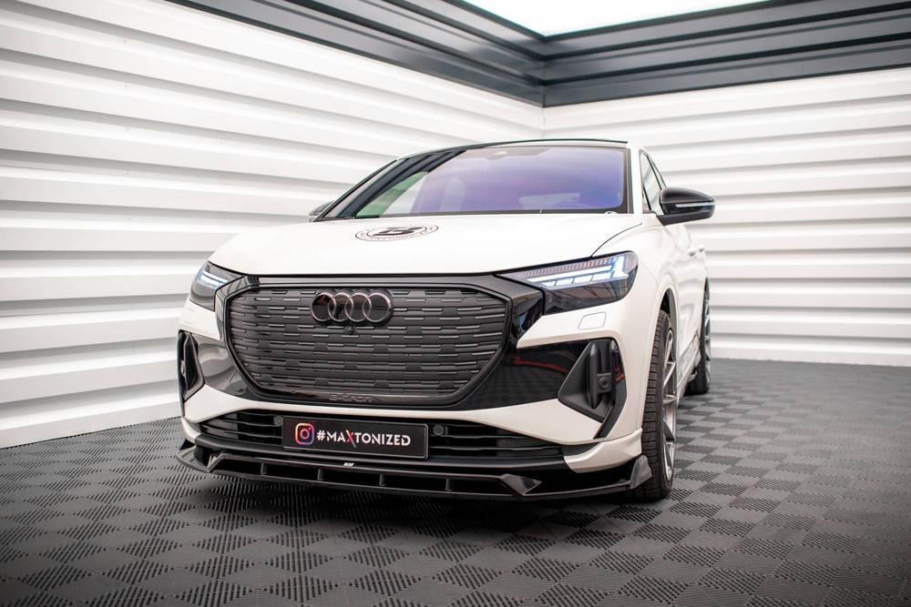 Front Lippe / Front Splitter / Frontansatz V.2 für Audi Q4 E-Tron Sportback von Maxton Design