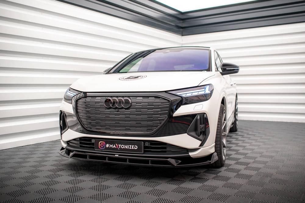 Front Lippe / Front Splitter / Frontansatz V.2 für Audi Q4 E-Tron Sportback von Maxton Design